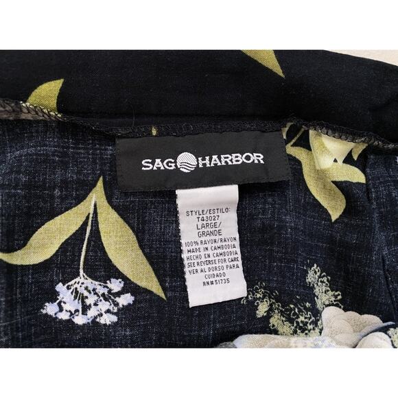 Vtg Sag Harbor Skirt Large Black Green Floral Button Front Midi Fairy Grunge Y2K - Picture 8 of 10